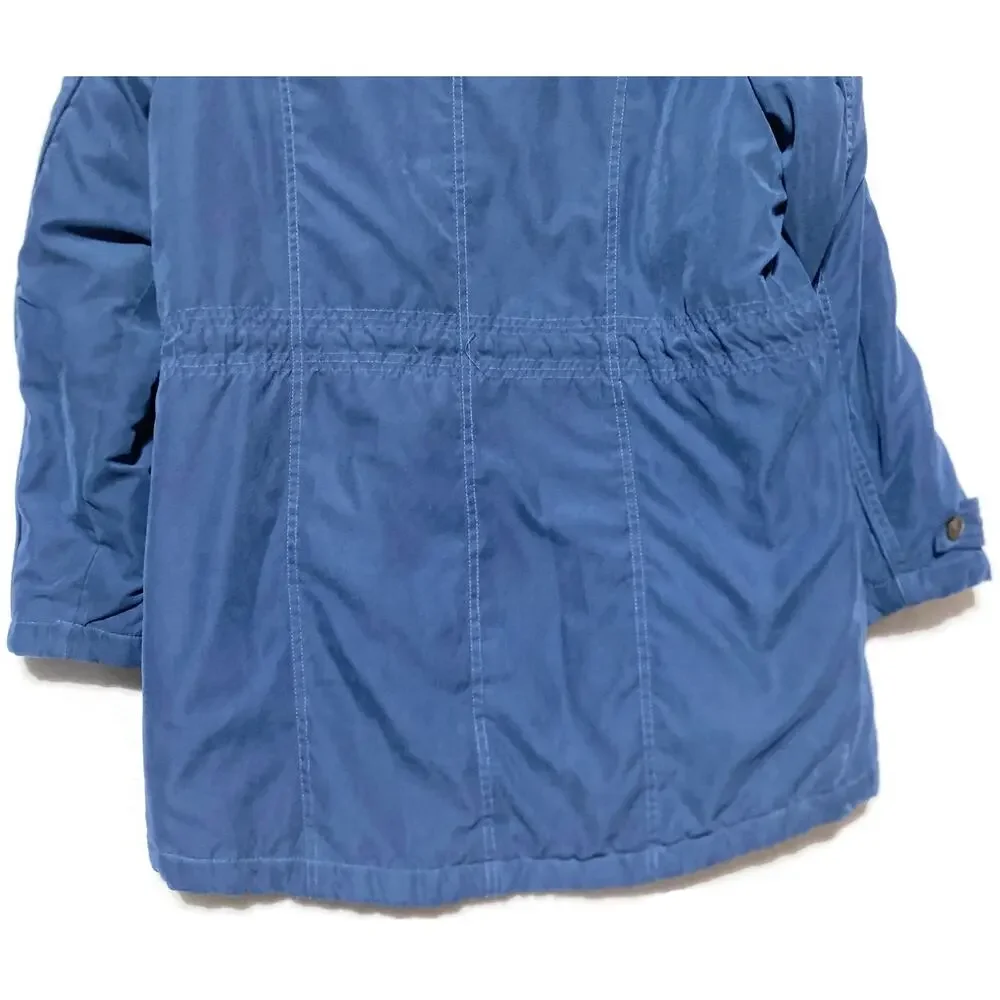 Mackintosh Women's Blue Softshell Parka Jacket Size Medium Lined Full Zip & Snap